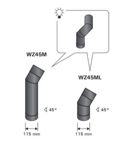 Alternative view of Kulmasavuputki Harvia 45° maalattu lyhyt
