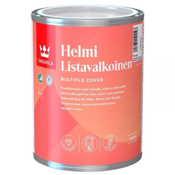 Lista- ja ovimaali Helmi 1 l listavalkoinen