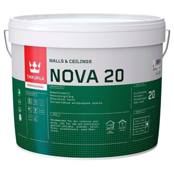 Remonttimaali Nova 20 puolihimmeä 9 l valkoinen sävytettävissä