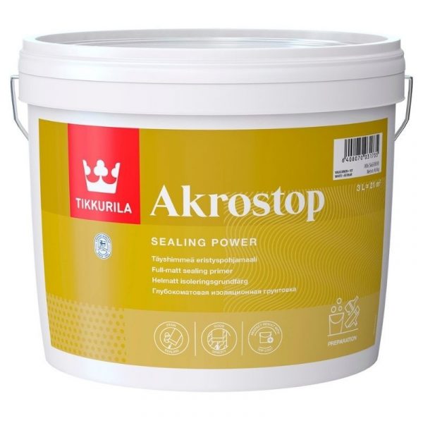 Eristyspohjamaali Akrostop 3 l valkoinen