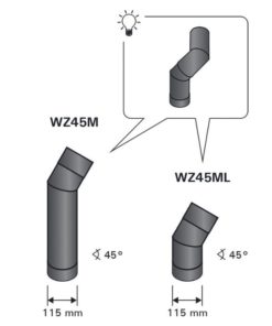 Alternative view of Kulmasavuputki Harvia WZ45M 45° maalattu pitkä