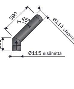Kulmasavuputki Harvia WZ45M 45° maalattu pitkä