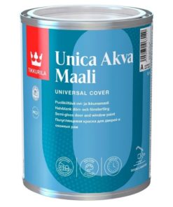 Ovi- ja ikkunamaali Unica Akva puolikiiltävä 0,9 l valkoinen sävytettävissä