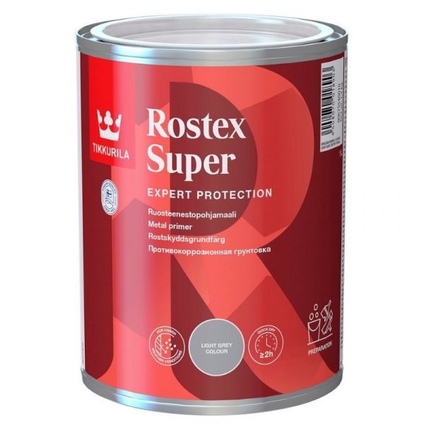 Ruosteenestomaali Rostex Super 1 l vaaleanharmaa