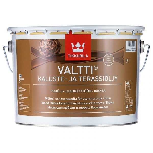 Kaluste- ja terassiöljy Valtti 9 l ruskea