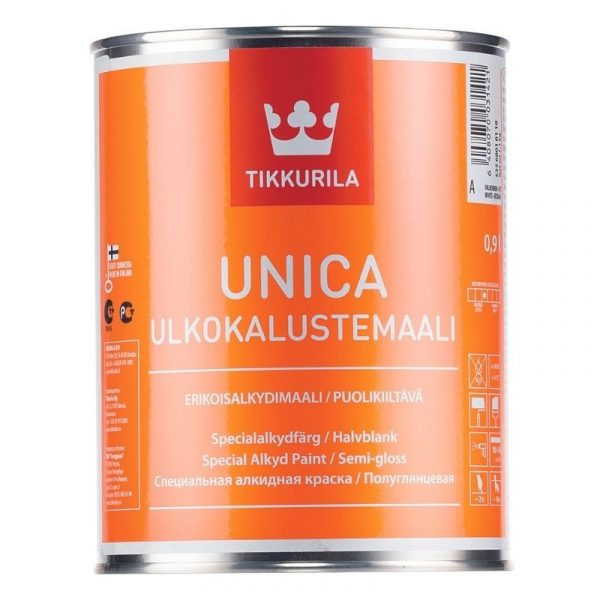 Ulkokalustemaali Unica 0,9 l valkoinen sävytettävissä