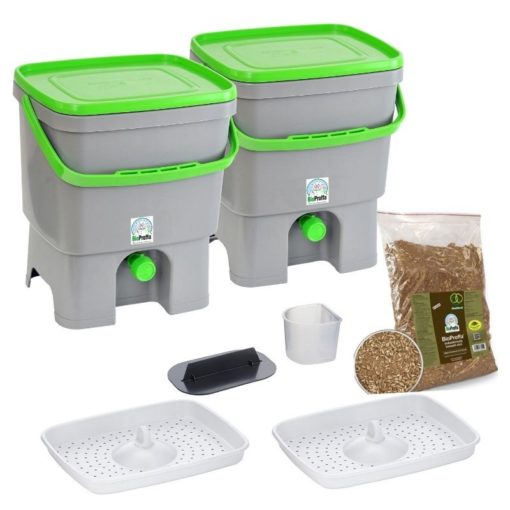 Keittiökompostori BioProffa Bokashi Organko harmaa 16 l kansi vihreä