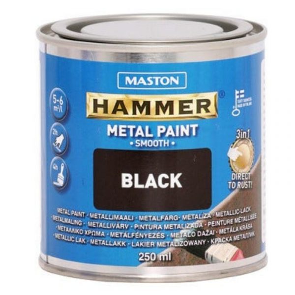 Metallimaali Maston Hammer sileä 250 ml musta