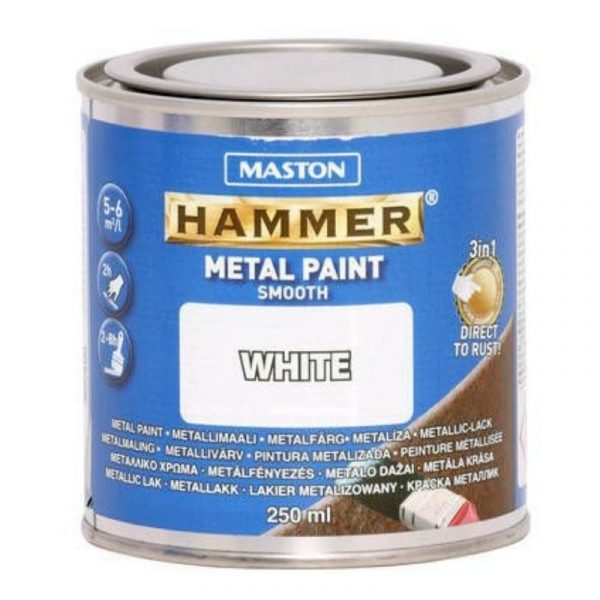 Metallimaali Maston Hammer sileä 250 ml valkoinen
