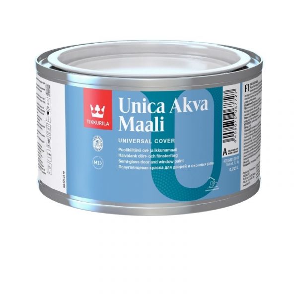 Ovi- ja ikkunamaali Unica Akva 0,225 l A valkoinen sävytettävissä