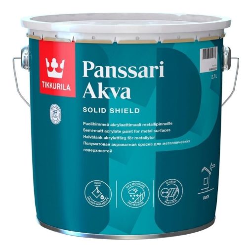 Peltikattomaali Panssari Akva 2,7 l A valkoinen sävytettävissä