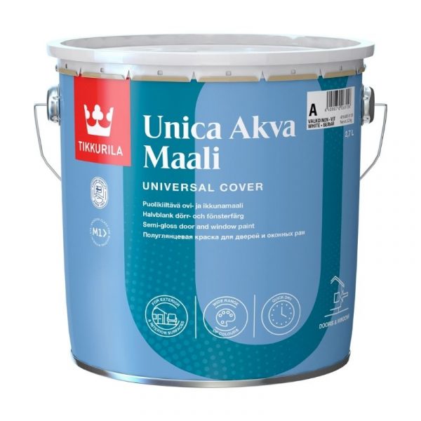 Ovi- ja ikkunamaali Unica Akva 2,7 l A valkoinen sävytettävissä